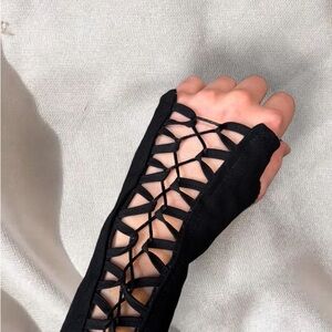 Corset Lace-Up Arm Sleeve | Corset Arm Warmer | Corset Fingerless Gloves